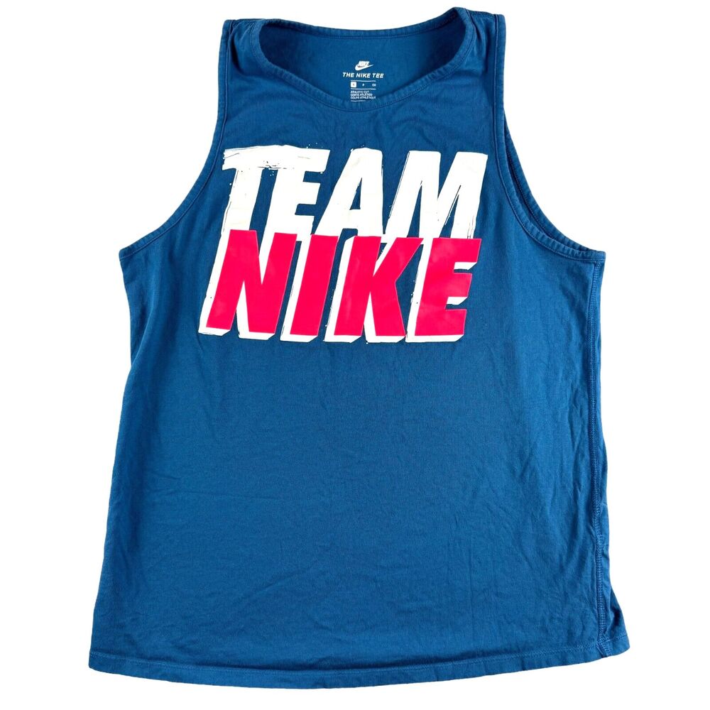 NIKE Tank Top Men's Small Blue Sleeveless Cotton Lightweight Shirt Stretch Shirt